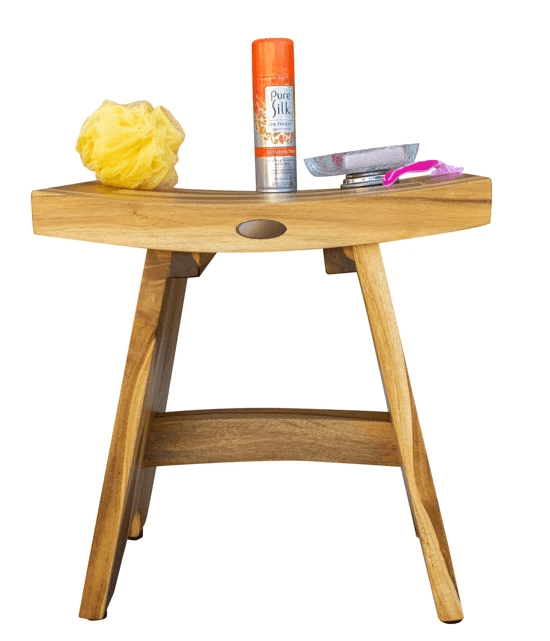 Compact Contemporary Teak Shower Stool In Natural Finish - Homeroots - Flyclothing LLC