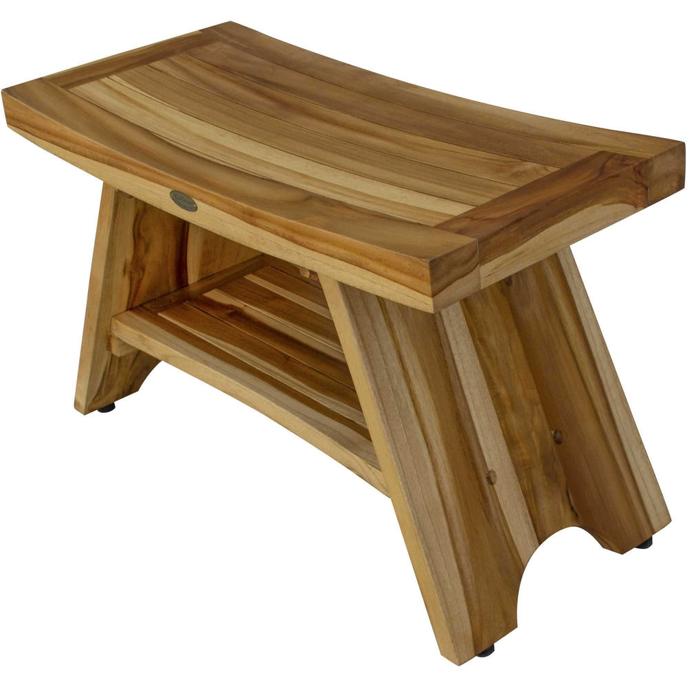 Rectangular Teak Shower Stool Or Bench With Shelf In Natural Finish - Homeroots - Flyclothing LLC