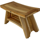 Rectangular Teak Shower Stool Or Bench With Shelf In Natural Finish - Homeroots