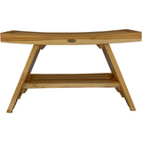 Rectangular Teak Shower Stool Or Bench With Shelf In Natural Finish - Homeroots