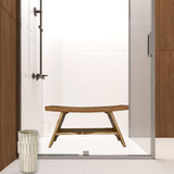 35" Teak Rectangular Shower Outdoor Bench With Shelf In Natural Finish - Homeroots - Flyclothing LLC