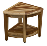 19" X 22" Natural Teak Corner Shower Bench With Shelf - Homeroots