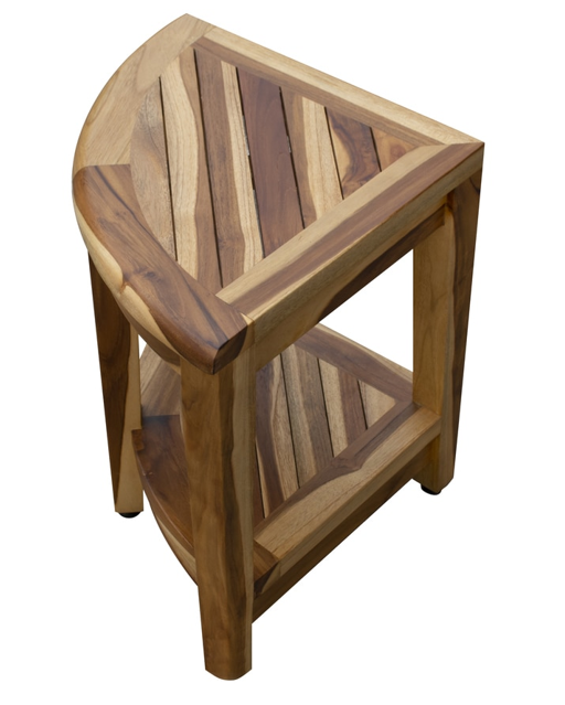 19" X 22" Natural Teak Corner Shower Bench With Shelf - Homeroots - Flyclothing LLC