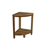 18" X 17" Brown Teak Corner Shower Bench With Shelf - Homeroots