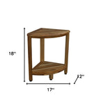 18" X 17" Brown Teak Corner Shower Bench With Shelf - Homeroots - Flyclothing LLC