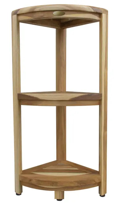 Compact Teak 3 Tier Corner Shower Outdoor Bench In Natural Finish - Homeroots - Flyclothing LLC