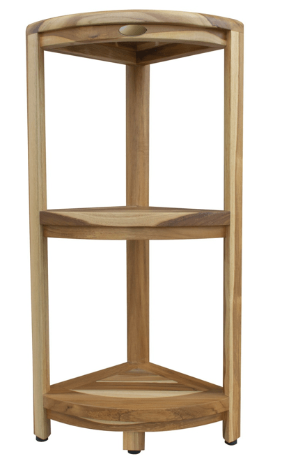 Compact Teak 3 Tier Corner Shower Outdoor Bench In Natural Finish - Homeroots