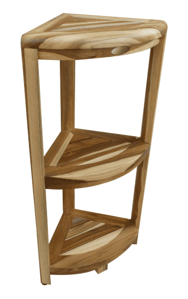 Compact Teak 3 Tier Corner Shower Outdoor Bench In Natural Finish - Homeroots - Flyclothing LLC