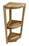 Compact Teak 3 Tier Corner Shower Outdoor Bench In Natural Finish - Homeroots