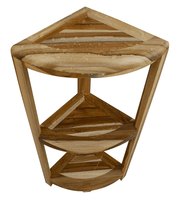 Compact Teak 3 Tier Corner Shower Outdoor Bench In Natural Finish - Homeroots - Flyclothing LLC