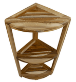 Compact Teak 3 Tier Corner Shower Outdoor Bench In Natural Finish - Homeroots