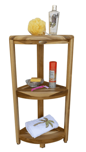 Compact Teak 3 Tier Corner Shower Outdoor Bench In Natural Finish - Homeroots - Flyclothing LLC