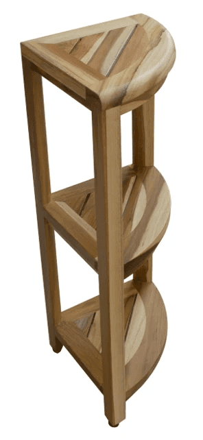 Compact Teak 3 Tier Corner Shower Outdoor Bench In Natural Finish - Homeroots - Flyclothing LLC