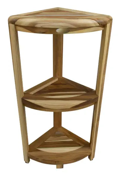 Compact Teak 3 Tier Corner Shower Outdoor Bench In Natural Finish - Homeroots - Flyclothing LLC