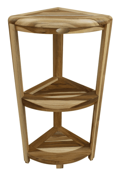 Compact Teak 3 Tier Corner Shower Outdoor Bench In Natural Finish - Homeroots - Flyclothing LLC
