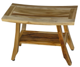 18" X 24" Natural Teak Rectangular Shower Bench With Shelf - Homeroots