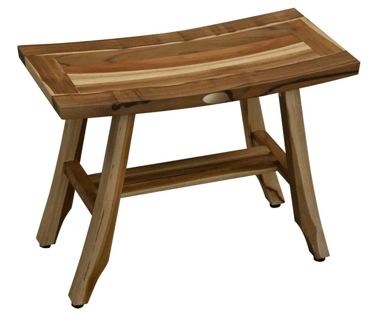 Contemporary Teak Shower Stool Or Bench In Natural Finish - Homeroots
