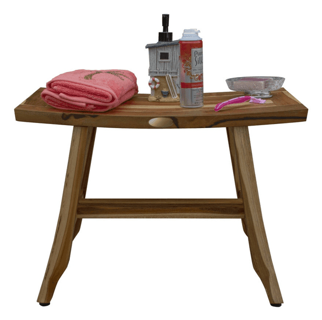 Contemporary Teak Shower Stool Or Bench In Natural Finish - Homeroots - Flyclothing LLC