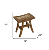 18" Teak Rectangular Shower Outdoor Bench With Shelf In Natural Finish - Homeroots - Flyclothing LLC