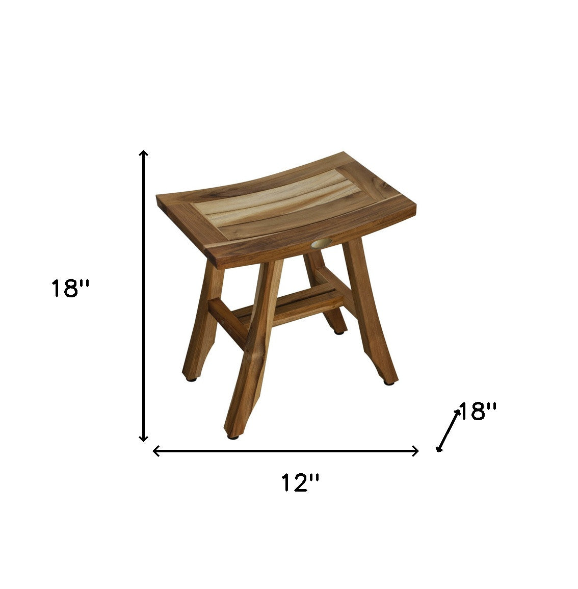 18" Teak Rectangular Shower Outdoor Bench With Shelf In Natural Finish - Homeroots - Flyclothing LLC