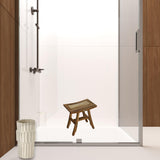 18" Teak Rectangular Shower Outdoor Bench With Shelf In Natural Finish - Homeroots