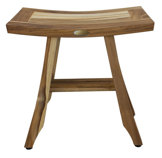 18" Teak Rectangular Shower Outdoor Bench With Shelf In Natural Finish - Homeroots