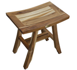 18" Teak Rectangular Shower Outdoor Bench With Shelf In Natural Finish - Homeroots