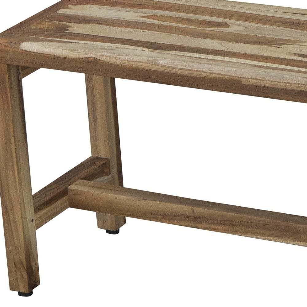 Rectangular Teak Shower Bench In Natural Finish - Homeroots - Flyclothing LLC