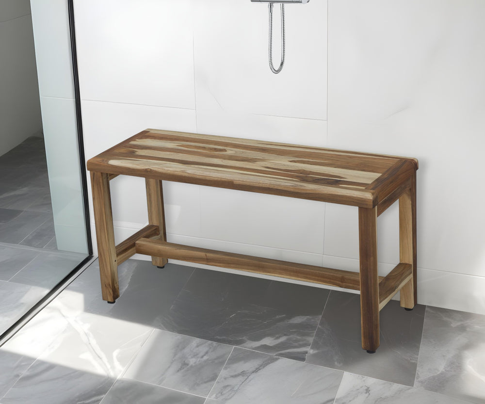 Rectangular Teak Shower Bench In Natural Finish - Homeroots