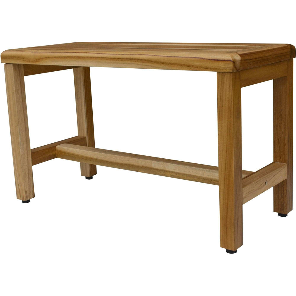 Compact Rectangular Teak Shower Outdoor Bench In Natural Finish - Homeroots - Flyclothing LLC
