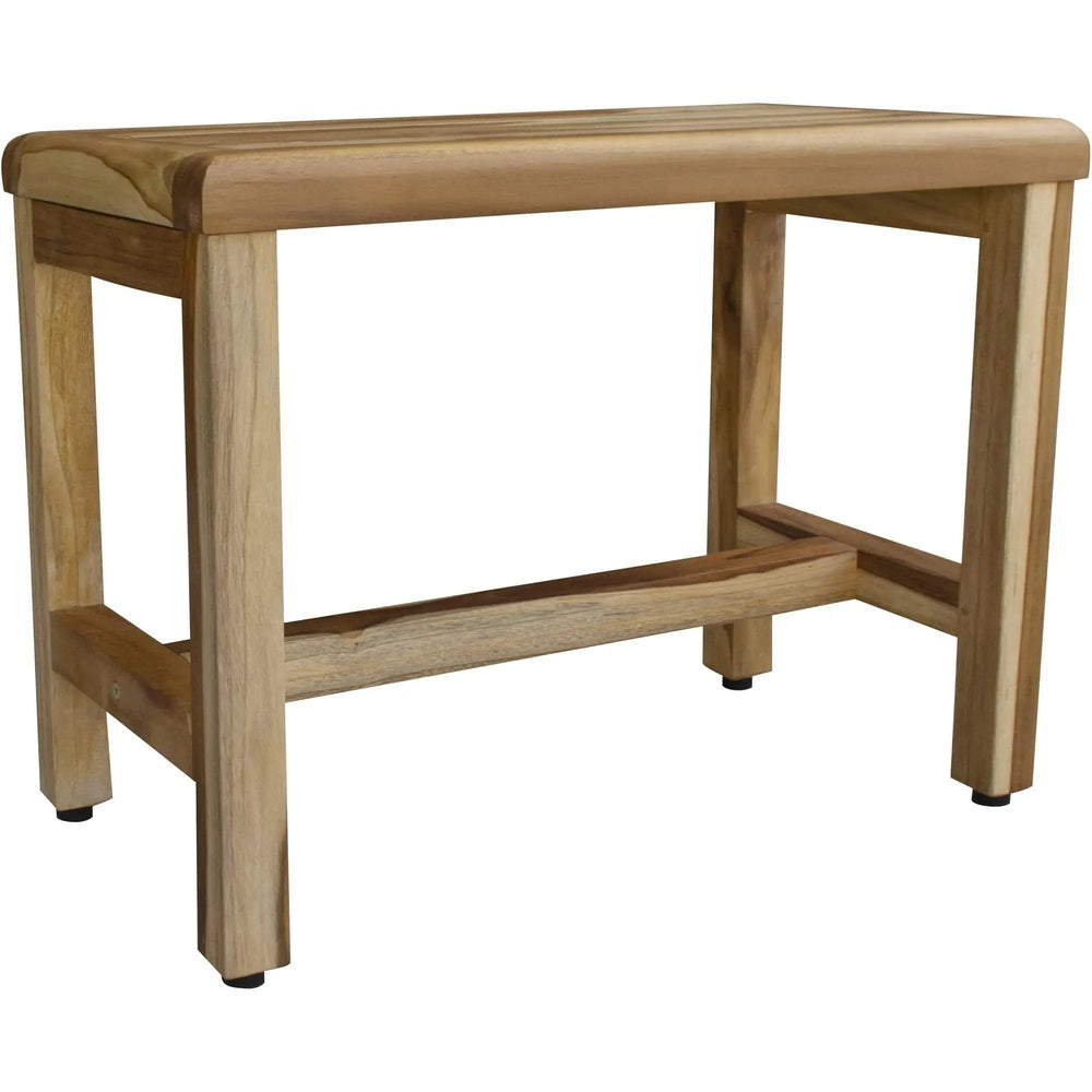 Compact Rectangular Teak Shower  Outdoor Bench With Shelf In Natural Finish - Homeroots