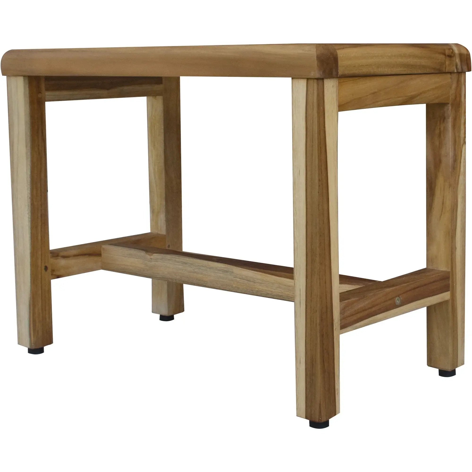 Compact Rectangular Teak Shower Outdoor Bench With Shelf In Natural Finish - Homeroots - Flyclothing LLC