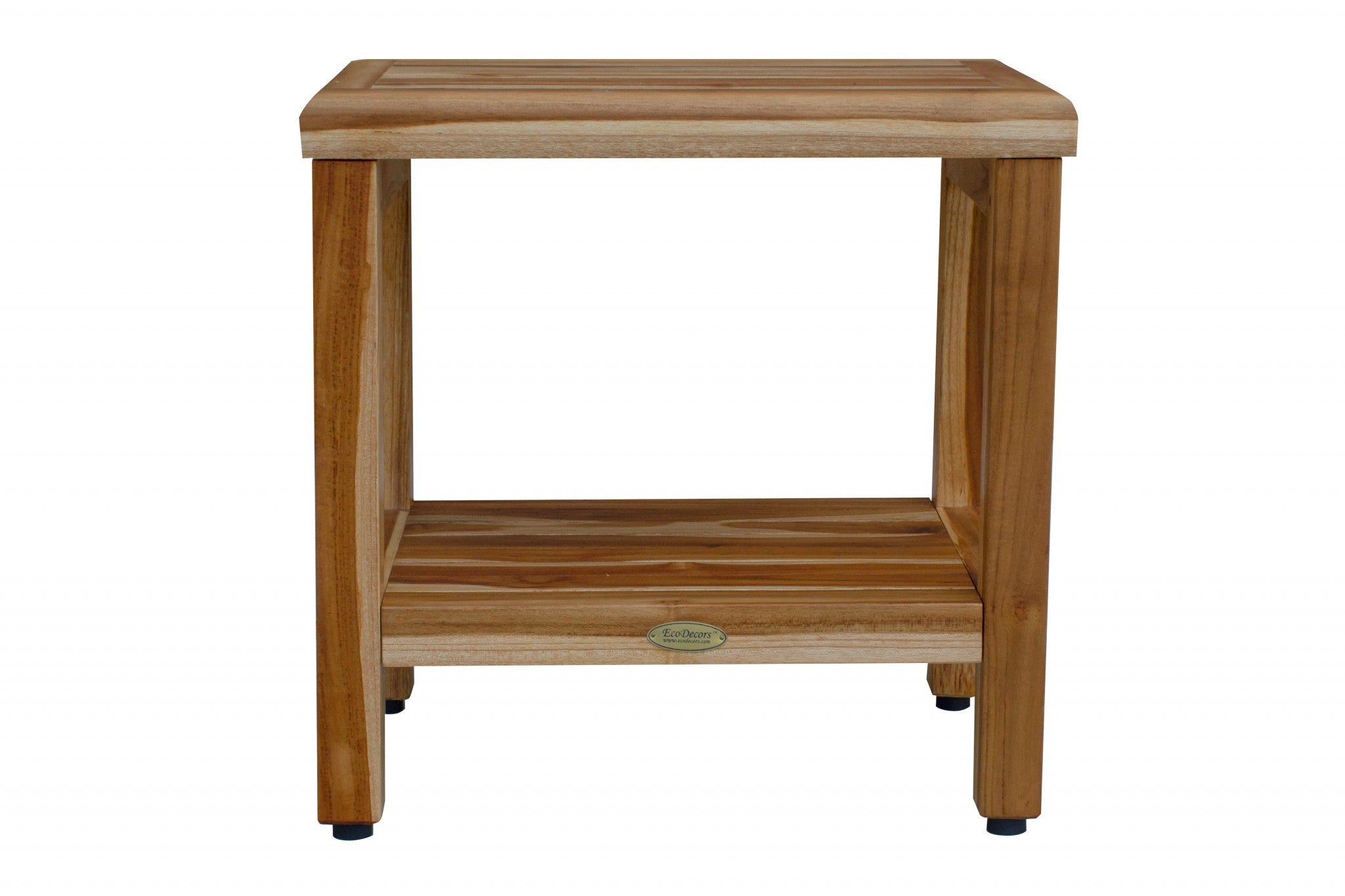 18" Contemporary Teak Shower Stool Or Bench With Shelf In Natural Finish - Homeroots - Flyclothing LLC