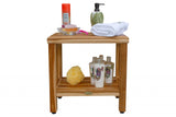18" Contemporary Teak Shower Stool Or Bench With Shelf In Natural Finish - Homeroots - Flyclothing LLC