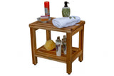 18" Contemporary Teak Shower Stool Or Bench With Shelf In Natural Finish - Homeroots - Flyclothing LLC
