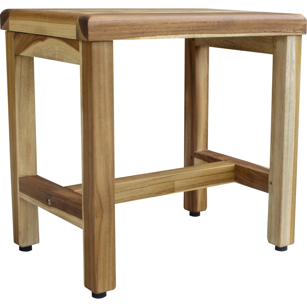 Compact Rectangular Teak Shower Or Outdoor Bench In Natural Finish - Homeroots