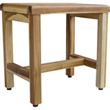 Compact Rectangular Teak Shower Or Outdoor Bench In Natural Finish - Homeroots