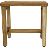 Compact Rectangular Teak Shower Or Outdoor Bench In Natural Finish - Homeroots