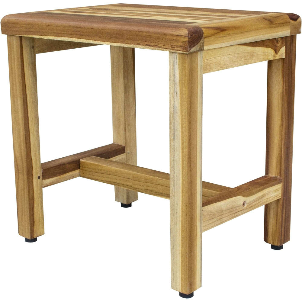 Compact Rectangular Teak Shower Or Outdoor Bench In Natural Finish - Homeroots - Flyclothing LLC