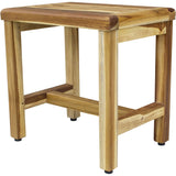 Compact Rectangular Teak Shower Or Outdoor Bench In Natural Finish - Homeroots