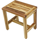 Compact Rectangular Teak Shower Or Outdoor Bench In Natural Finish - Homeroots