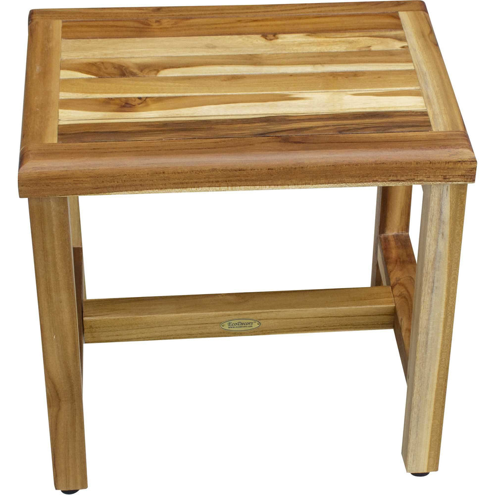 Compact Rectangular Teak Shower Or Outdoor Bench In Natural Finish - Homeroots - Flyclothing LLC