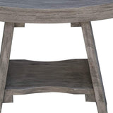 18" Gray Solid Wood Rectangular Shower Bench With Shelf - Homeroots