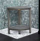 18" X 17" Antiqued Gray Teak Corner Shower Bench - Homeroots