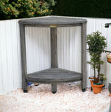 18" X 17" Antiqued Gray Teak Corner Shower Bench - Homeroots