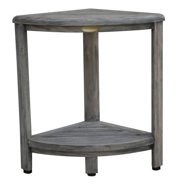 18" X 17" Antiqued Gray Teak Corner Shower Bench - Homeroots - Flyclothing LLC