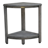 18" X 17" Antiqued Gray Teak Corner Shower Bench - Homeroots