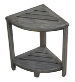 18" X 17" Antiqued Gray Teak Corner Shower Bench - Homeroots