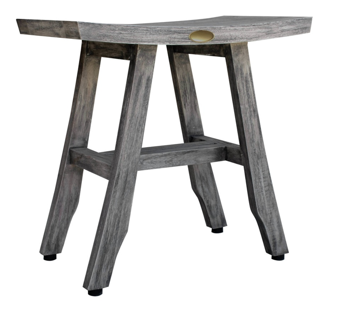 18" X 18" Antiqued Gray Solid Wood Shower Bench - Homeroots - Flyclothing LLC
