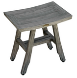 18" X 18" Antiqued Gray Solid Wood Shower Bench - Homeroots